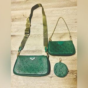 Emerald green Louis V set of 3